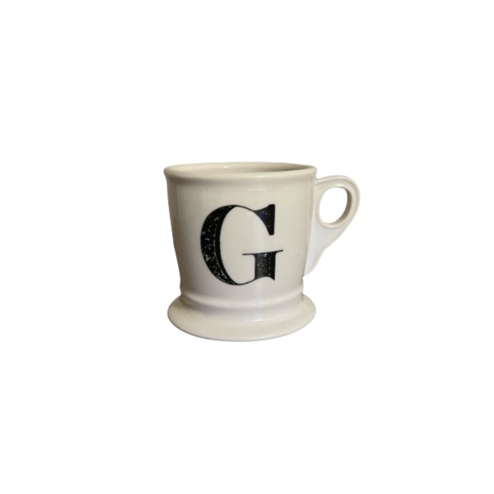 Anthropologie Cream and Black Ceramic Letter G Mug